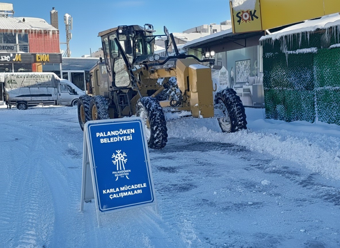 Paland&ouml;ken Belediyesi karla m&uuml;cadelede sahada
