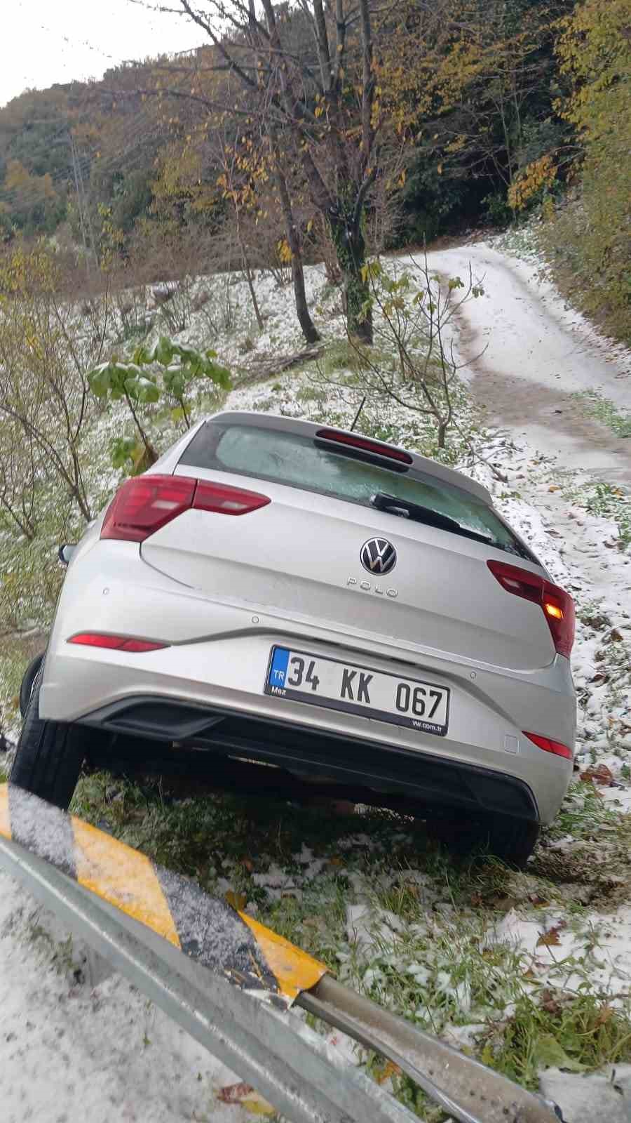 Alaplı&rsquo;da otomobil yoldan &ccedil;ıktı
