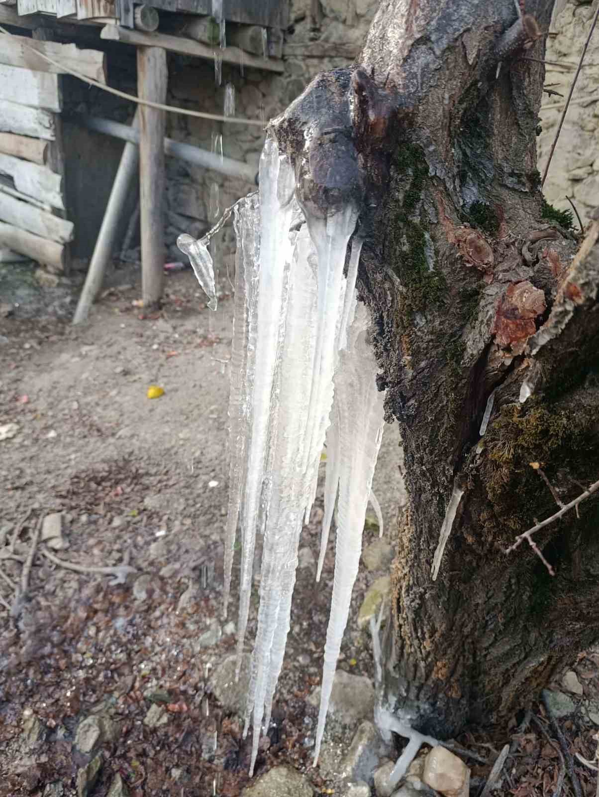 Adana&rsquo;da buz sarkıtları oluştu
