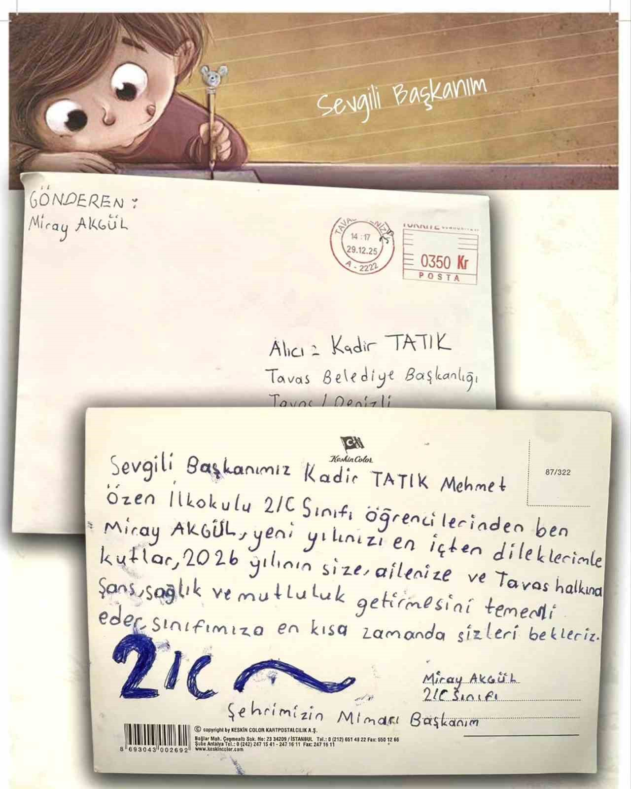 K&uuml;&ccedil;&uuml;k Miray&rsquo;ın yeni yıl mektubu Başkan Tatık&rsquo;ı duygulandırdı
