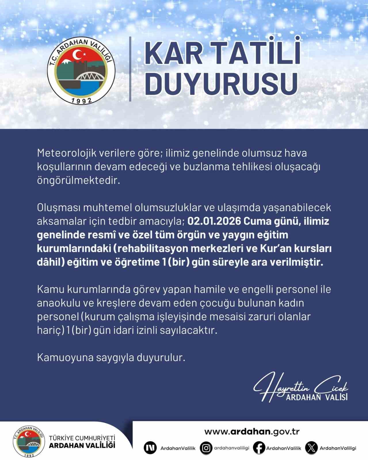 Ardahan’da eğitime kar engeli