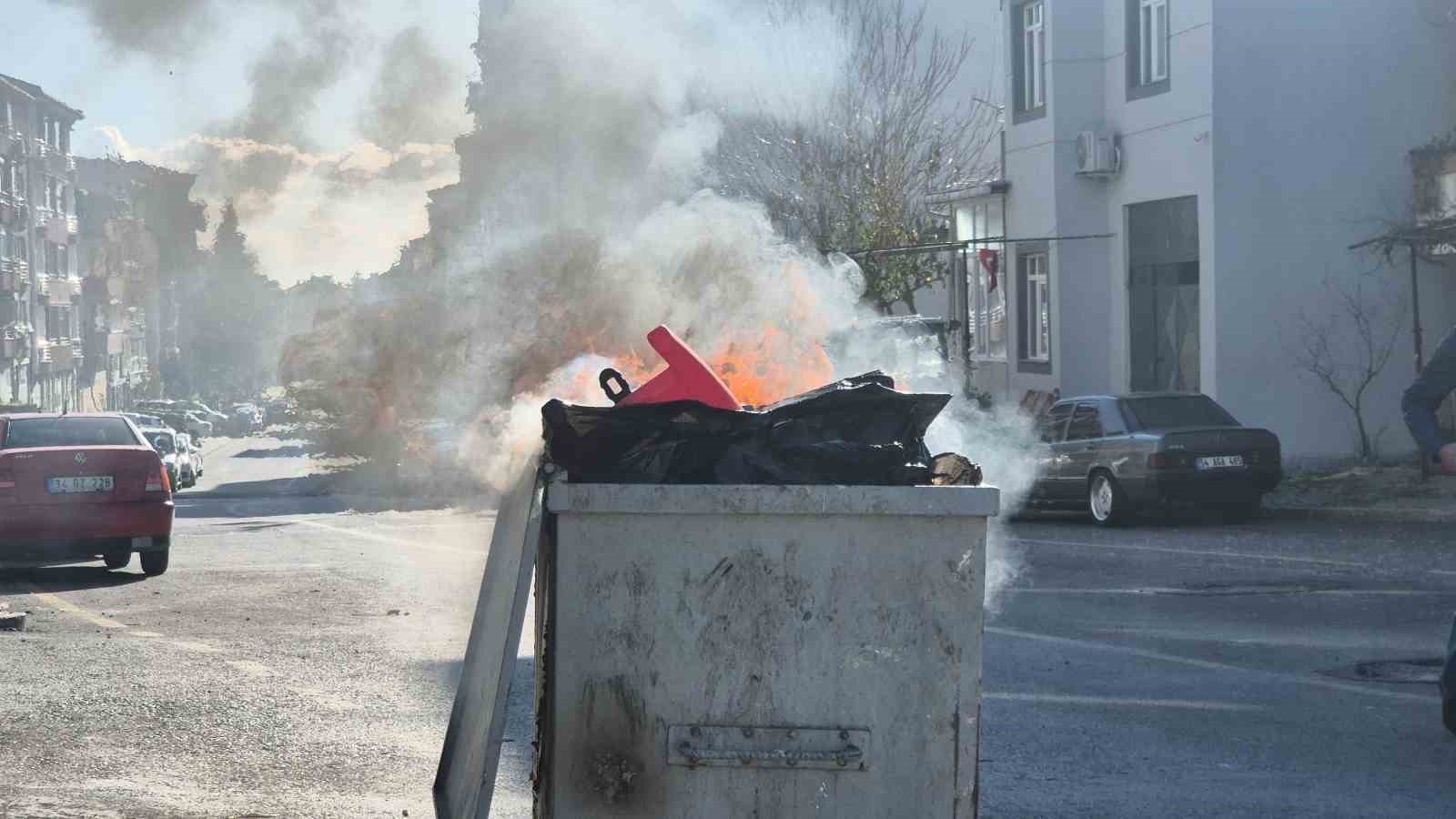 Tekirdağ’da çöp konteynerinde yangın paniği