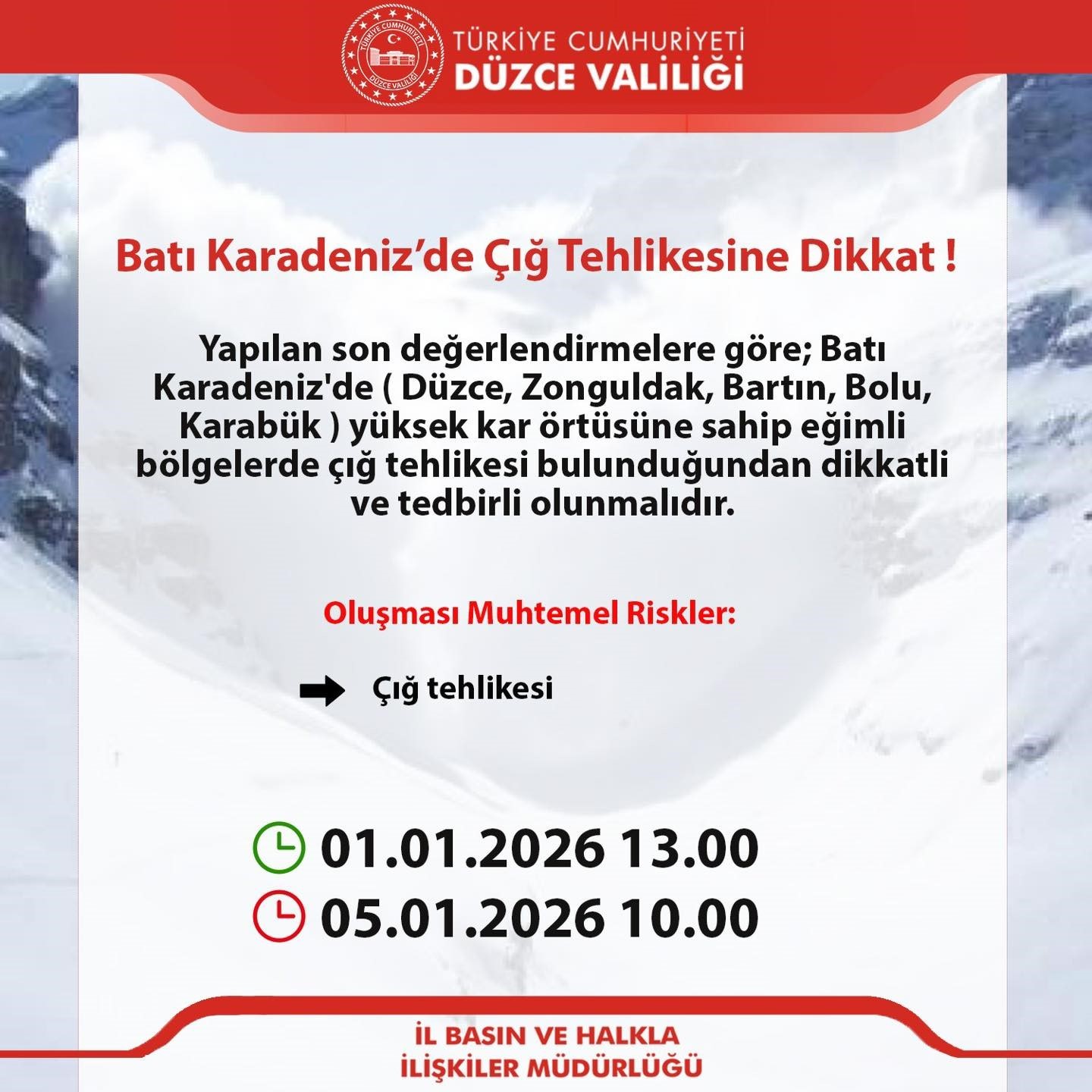 Batı Karadeniz’de çığ uyarısı yapıldı