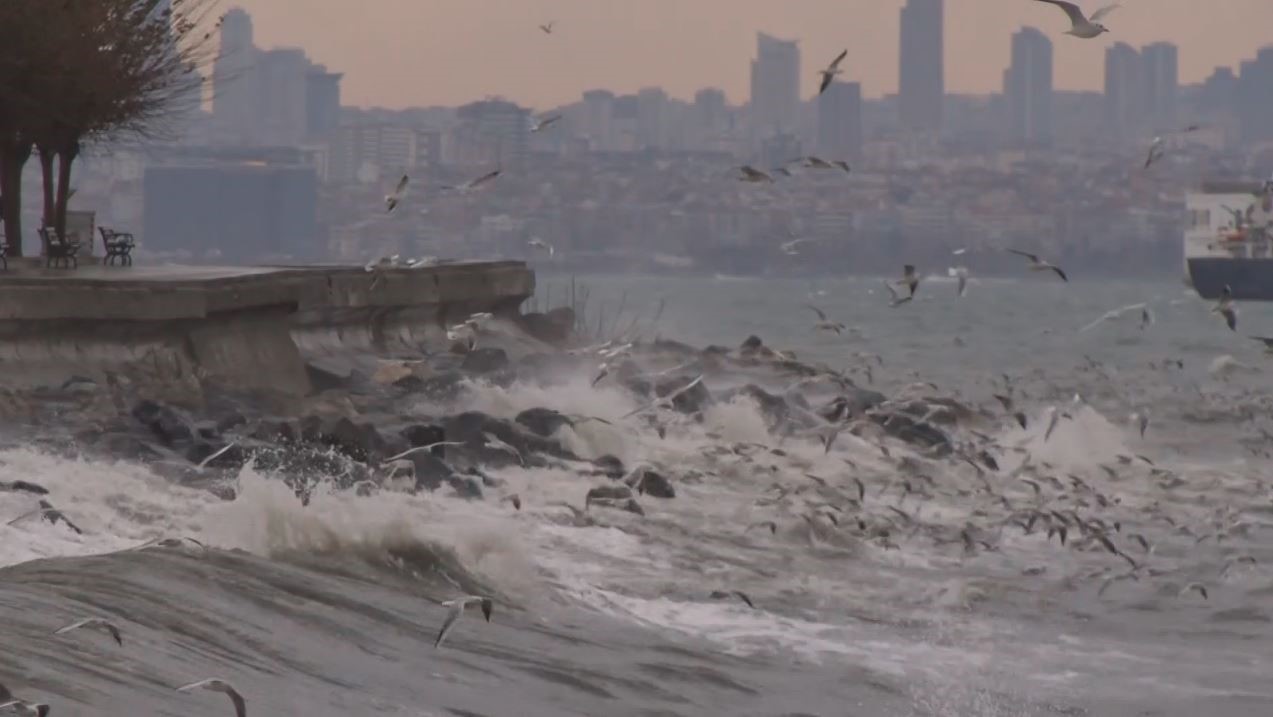 İstanbul’da lodos etkili oluyor: Fatih ve Zeytinburnu’nda dev dalgalar