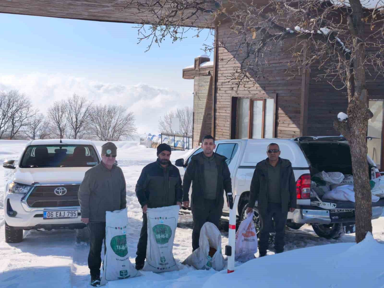 Siirt’te yaban hayvanları için doğaya yem bırakıldı