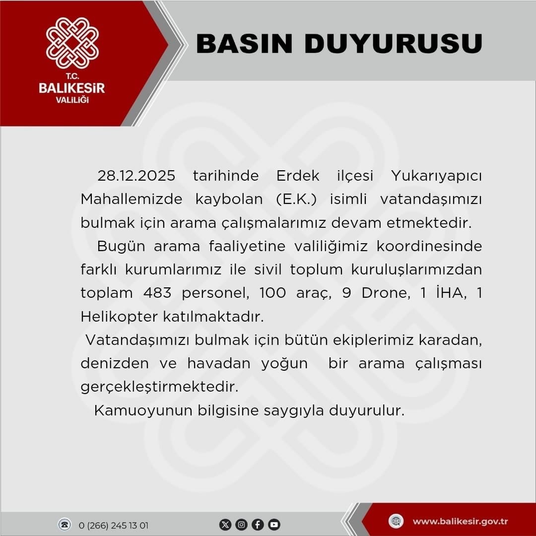 Kayıp Elif Kamal i&ccedil;in Balıkesir Valiliğinden a&ccedil;ıklama
