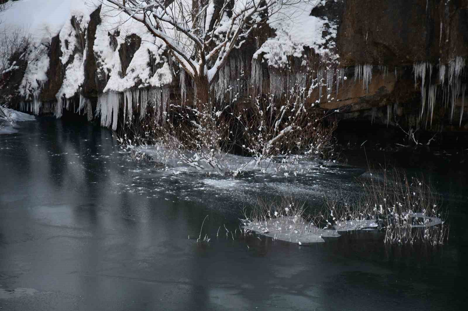 Soğuk hava Habur Çayı’nı dondurdu