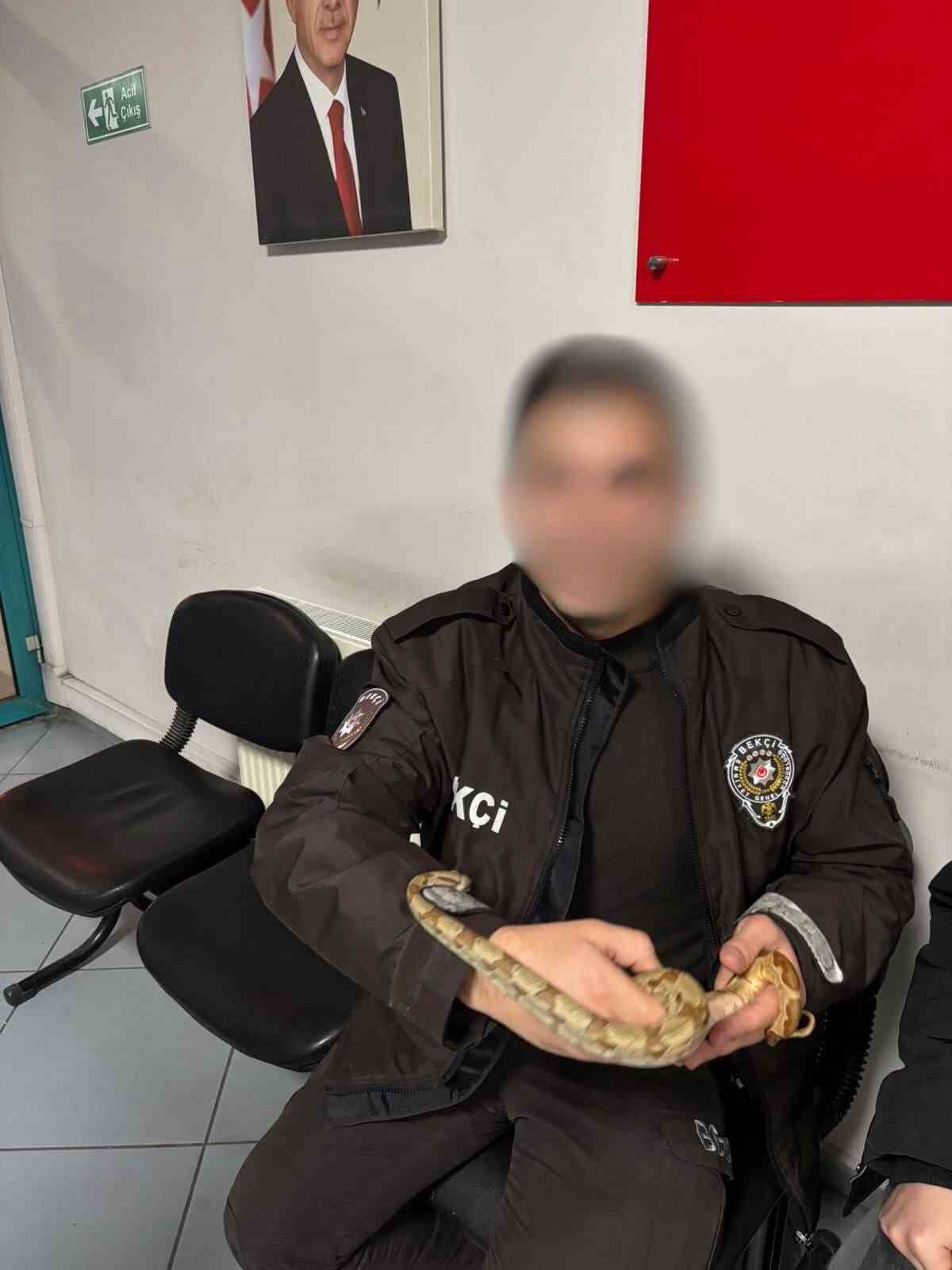 İzmir&rsquo;de kafede yılanla gezdi, 12 bin lira ceza yedi
