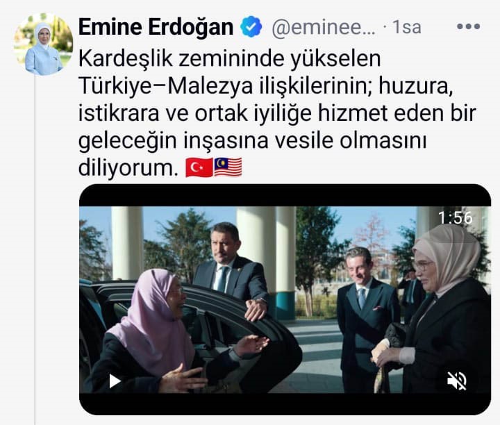 Emine Erdoğan, Malezya Başbakanı’nın eşi Wan Azizah İsmail ile programlarına ilişkin video paylaştı