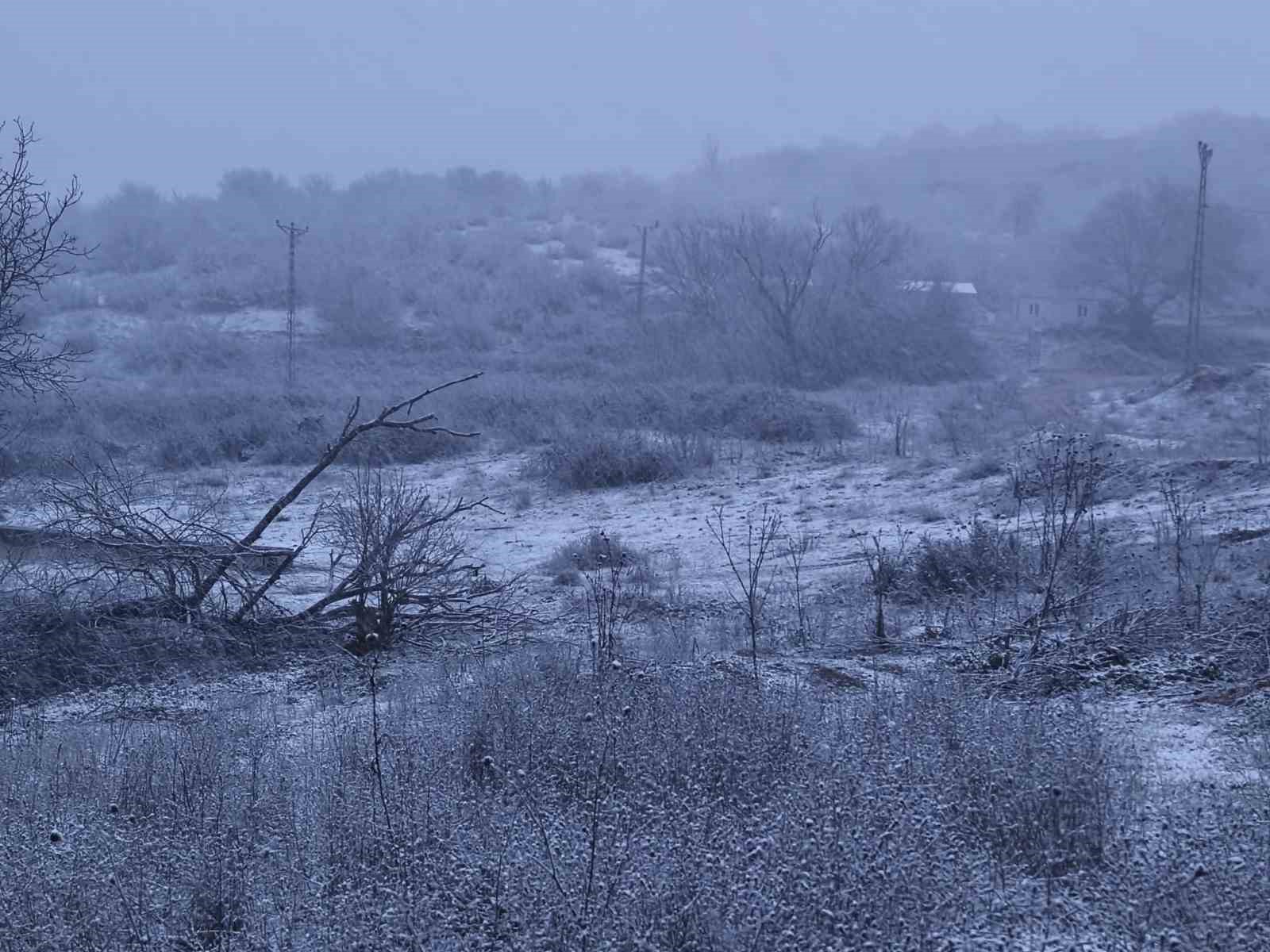 Edirne&rsquo;nin Hamzabeyli k&ouml;y&uuml;nde kar yağışı başladı
