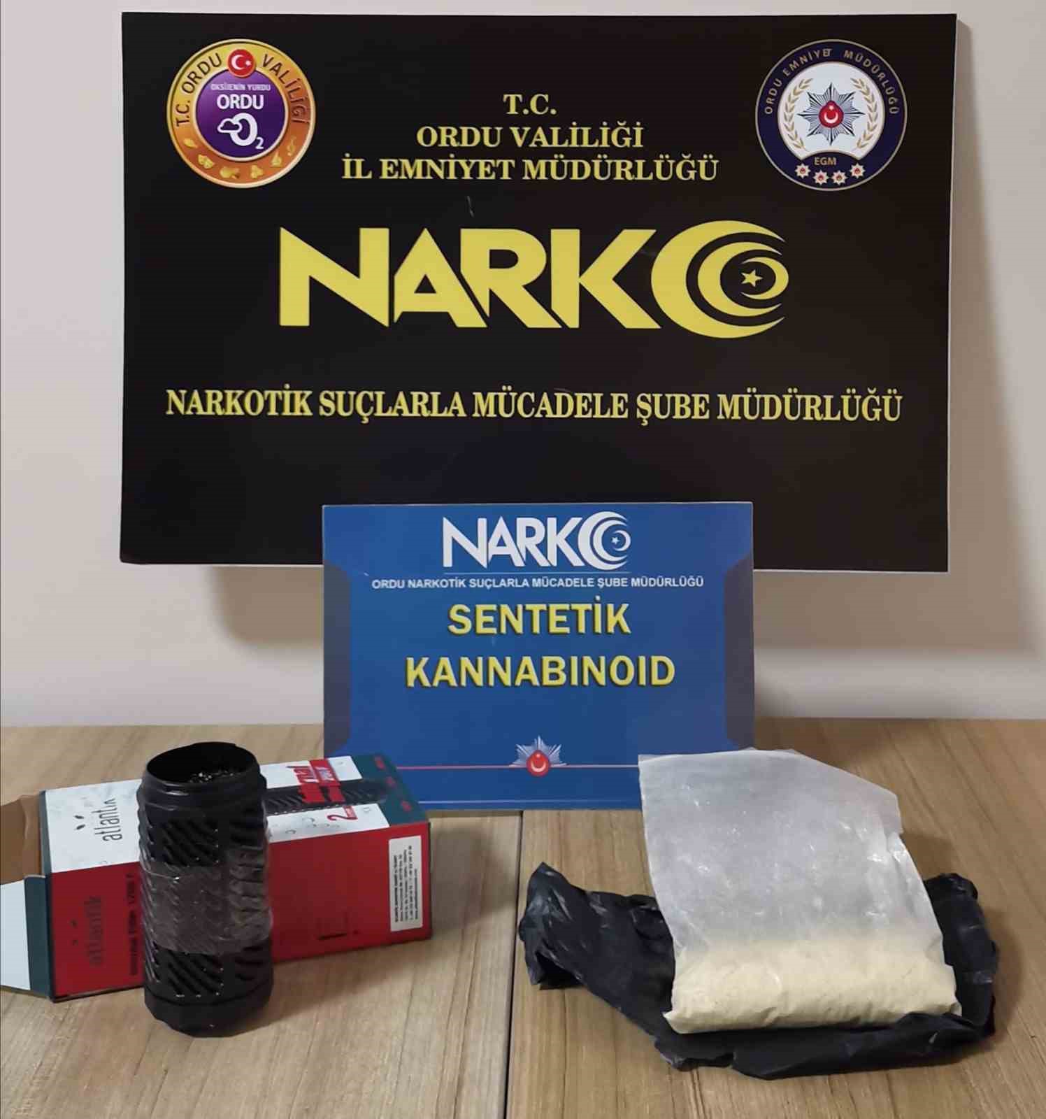 Ordu’da otobüsteki yolcunun üzerinde uyuşturucu madde ele geçirildi: 1 tutuklu