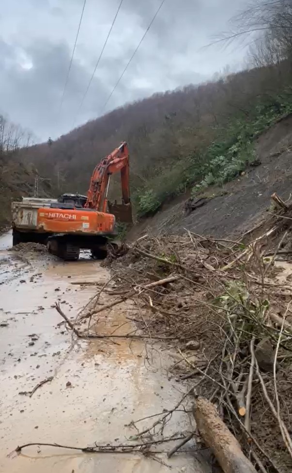 K&ouml;y yolunda tekrar heyelan meydana geldi
