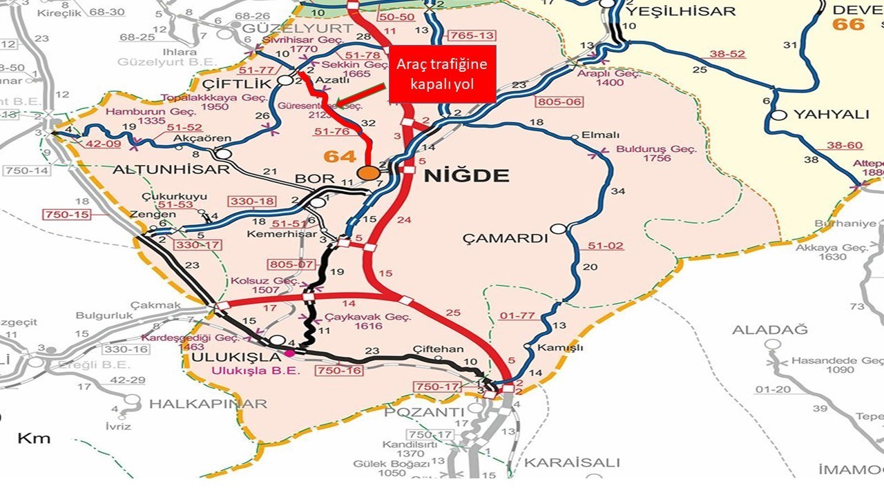 Kar ve tipi nedeniyle Niğde’de iki yol trafiğe kapatıldı