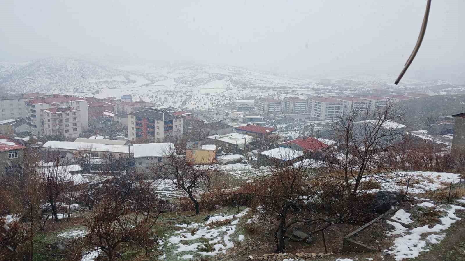 Kulp&rsquo;ta yağmur yerini kar yağışına bıraktı
