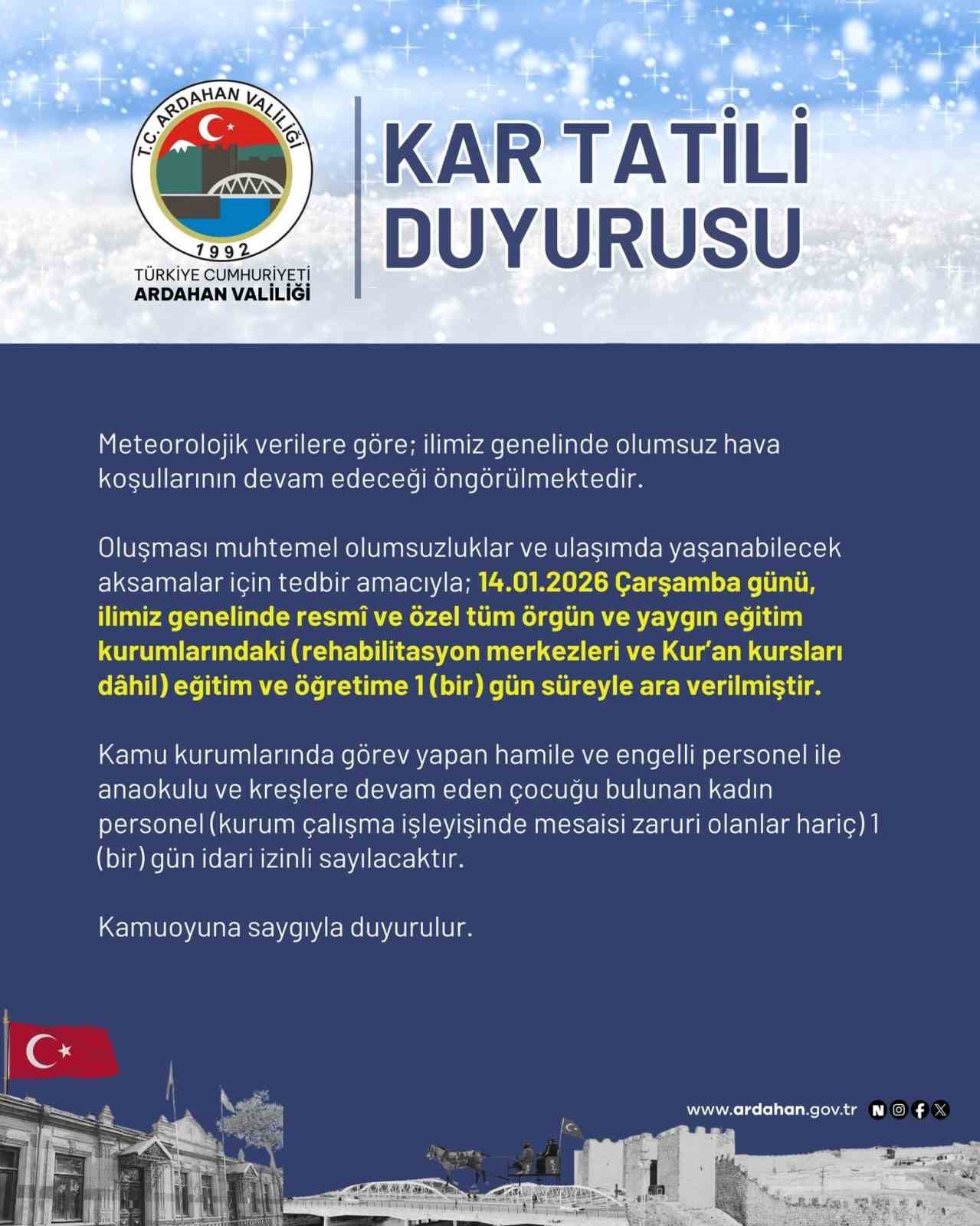 Ardahan’da eğitime kar engeli