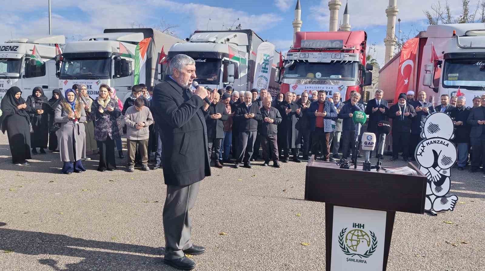 Şanlıurfa&rsquo;dan Gazze&rsquo;ye 6 tır insani yardım malzemesi gönderildi