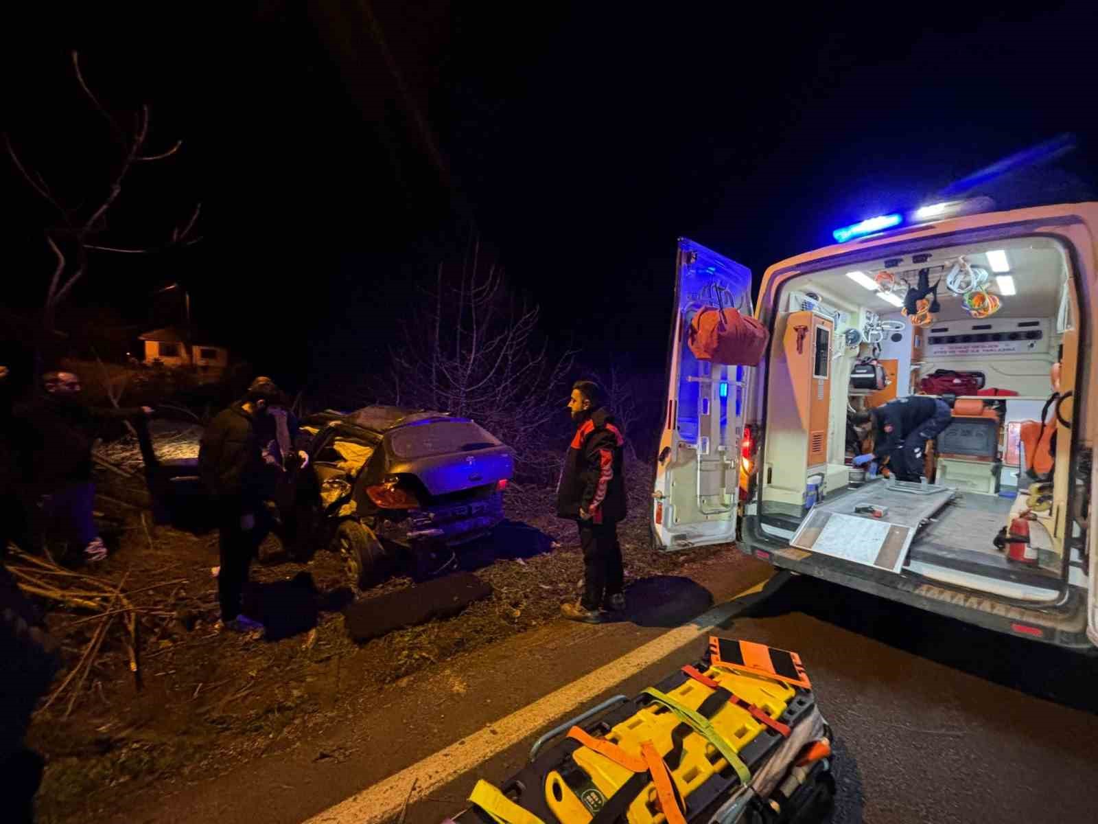 Kontrolden çıkan otomobil tarlaya girdi, sürücü yaralandı