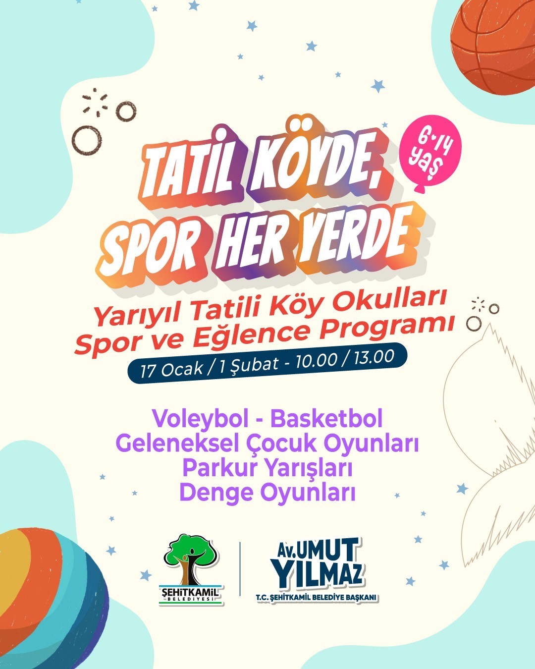 Şehitkamil&rsquo;de yarıyıl tatili spor şenliğiyle renklenecek
