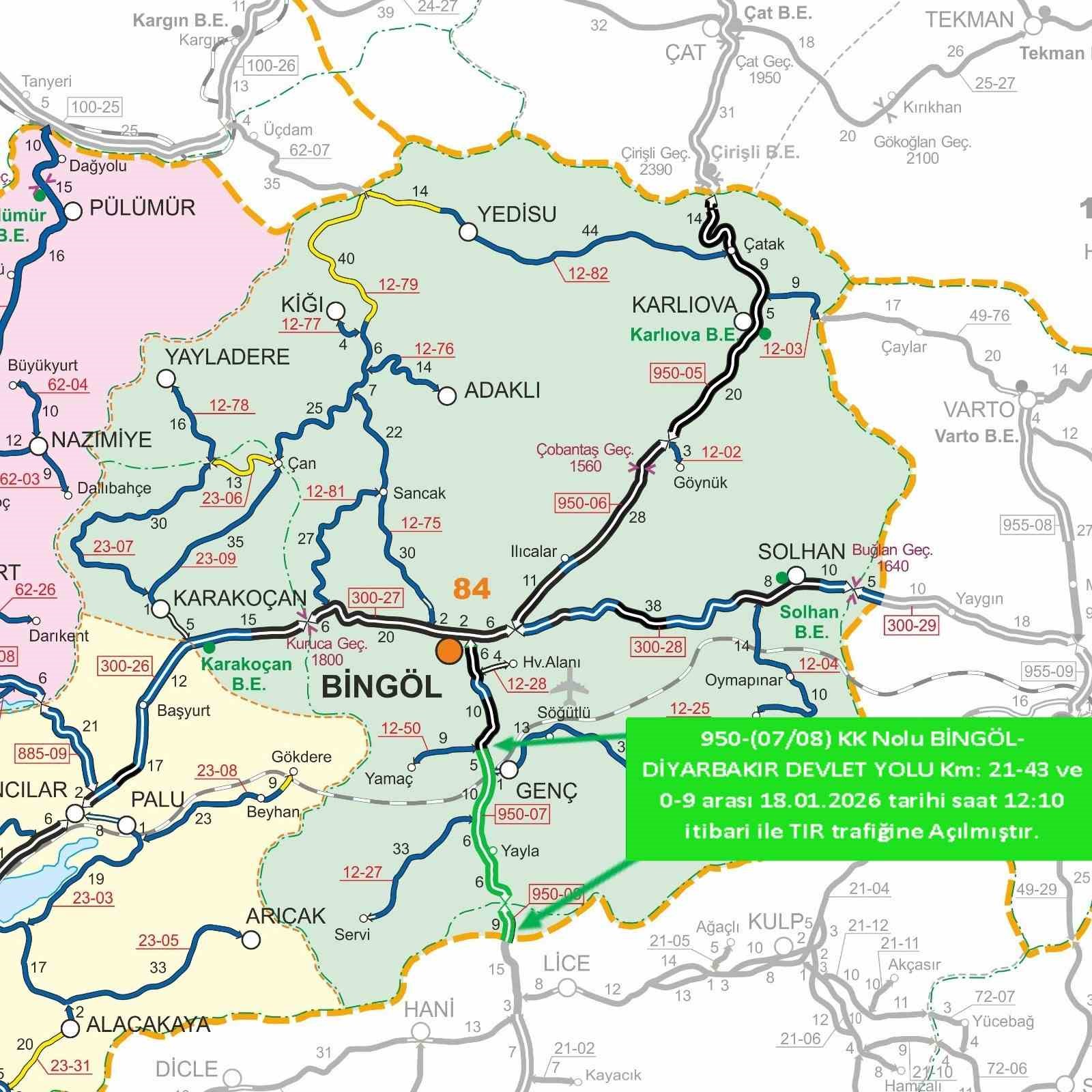 Bing&ouml;l&rsquo;&uuml;n &ccedil;evre illere tır trafiği a&ccedil;ıldı
