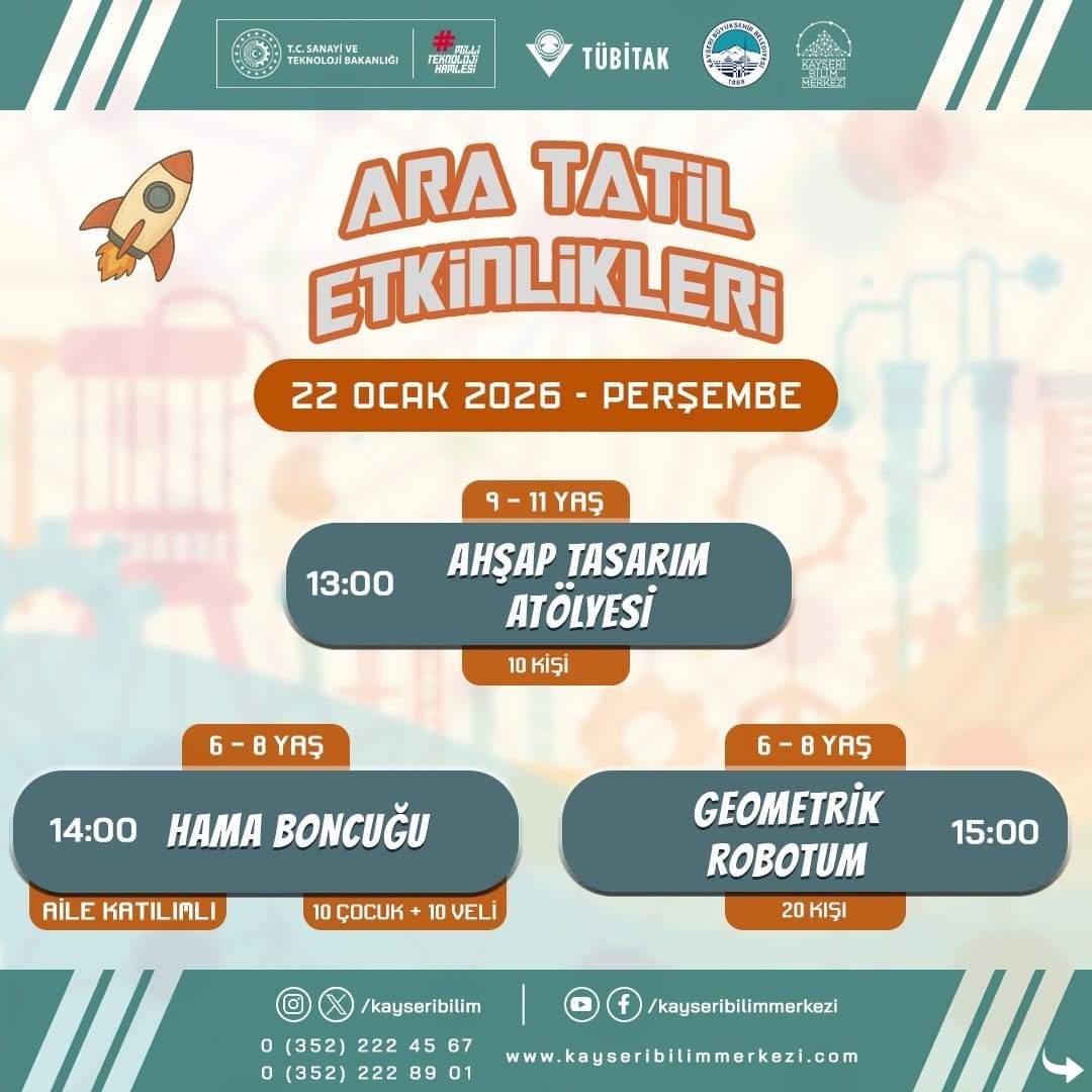 Kayseri Bilim Merkezi, yarıyılda etkinliklerle &ouml;ğrencileri misafir edecek
