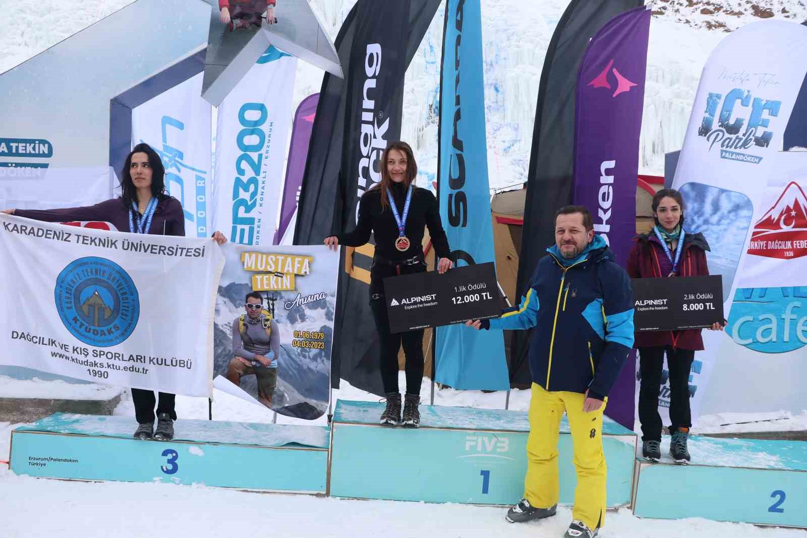 Palandöken Kayak Merkezi’nde Türkiye Buz Tırmanışı Şampiyonası gerçekleştirildi