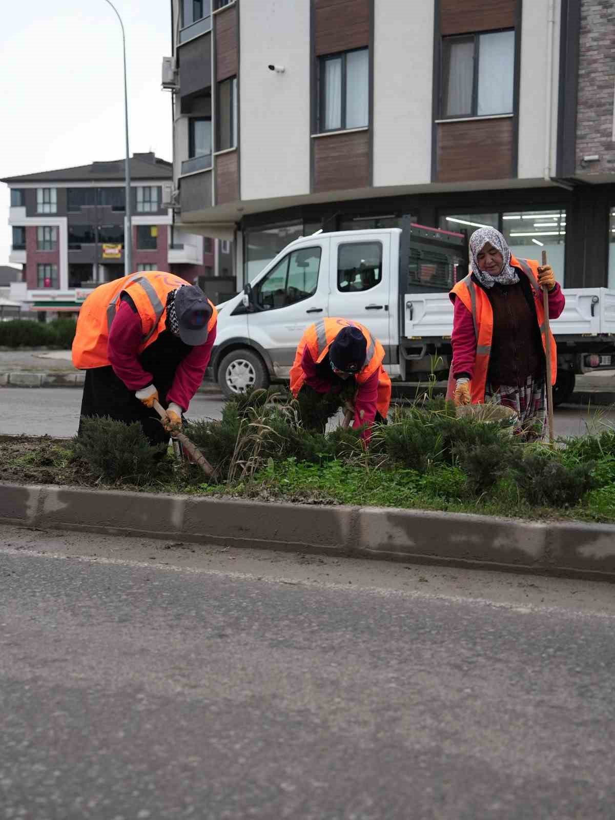 Park ve yeşil alanlarda peyzaj &ccedil;alışmaları s&uuml;r&uuml;yor
