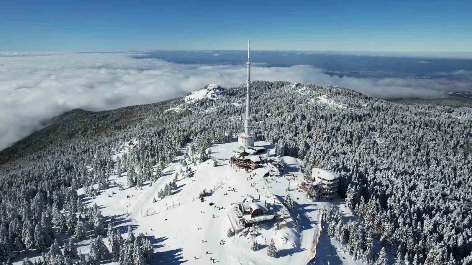 Uludağ’da sömestr yoğunluğu drone görüntülerine yansıdı
