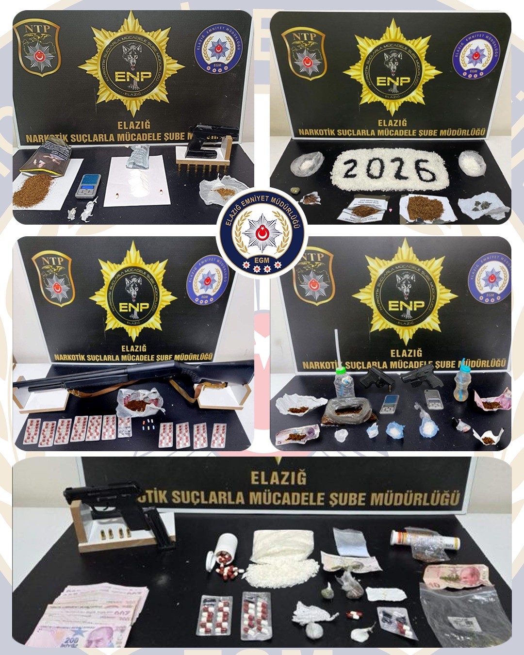Elazığ’da uyuşturucu ve ruhsatsız silah operasyonu: 17 tutuklama