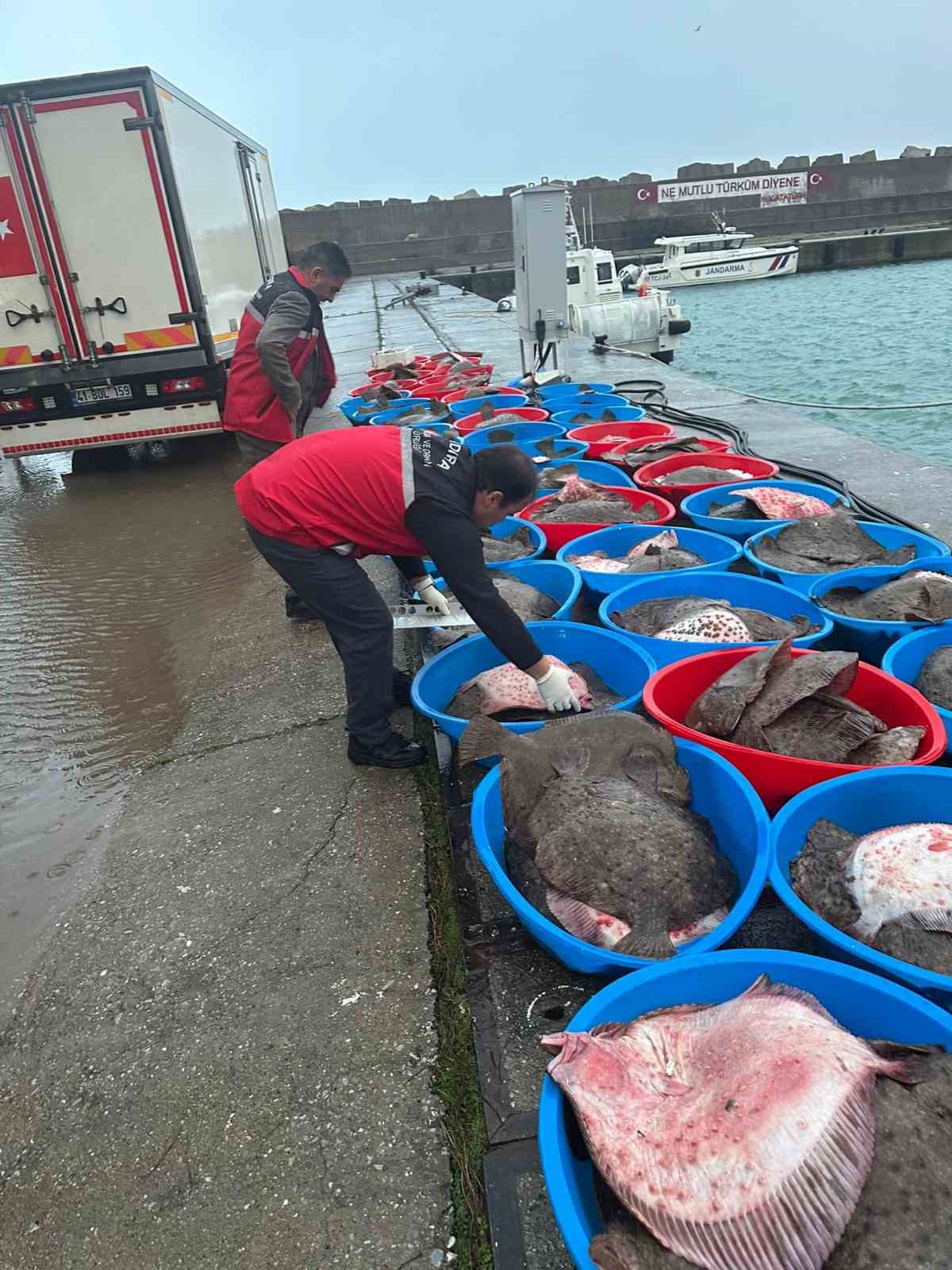 Ka&ccedil;ak avcılık operasyonunda 500 kalkan balığına el konuldu
