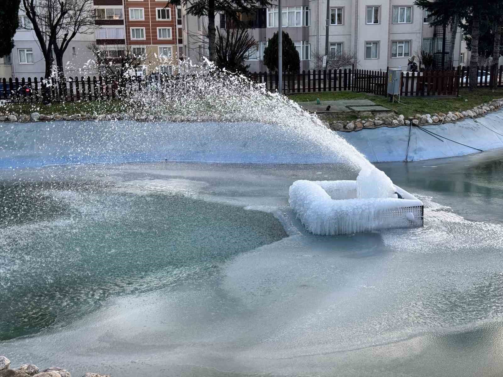 S&uuml;s havuzları buz heykeline d&ouml;n&uuml;şt&uuml;
