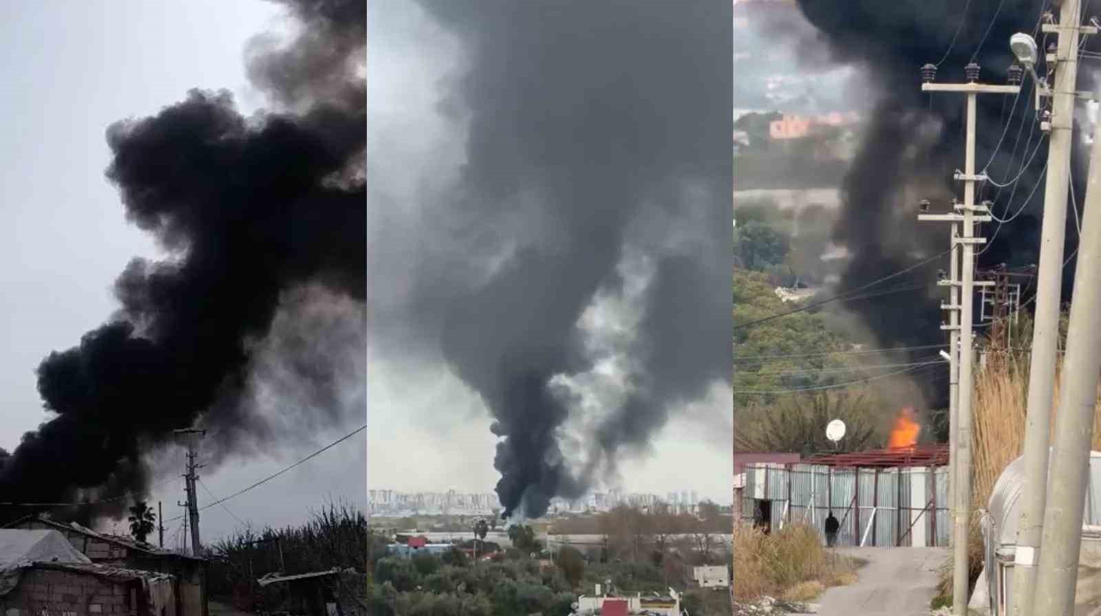 Hurdalıkta &ccedil;ıkan yangın g&ouml;ky&uuml;z&uuml;n&uuml; kara dumanla kapladı
