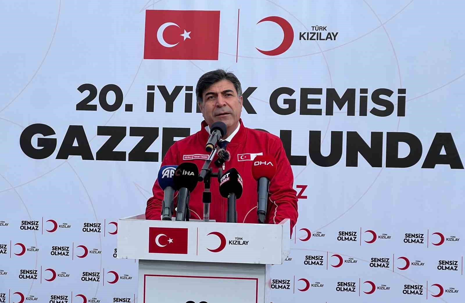 T&uuml;rk Kızılay&rsquo;ın 20. İyilik Gemisi Gazze i&ccedil;in Mersin&rsquo;den yola &ccedil;ıktı
