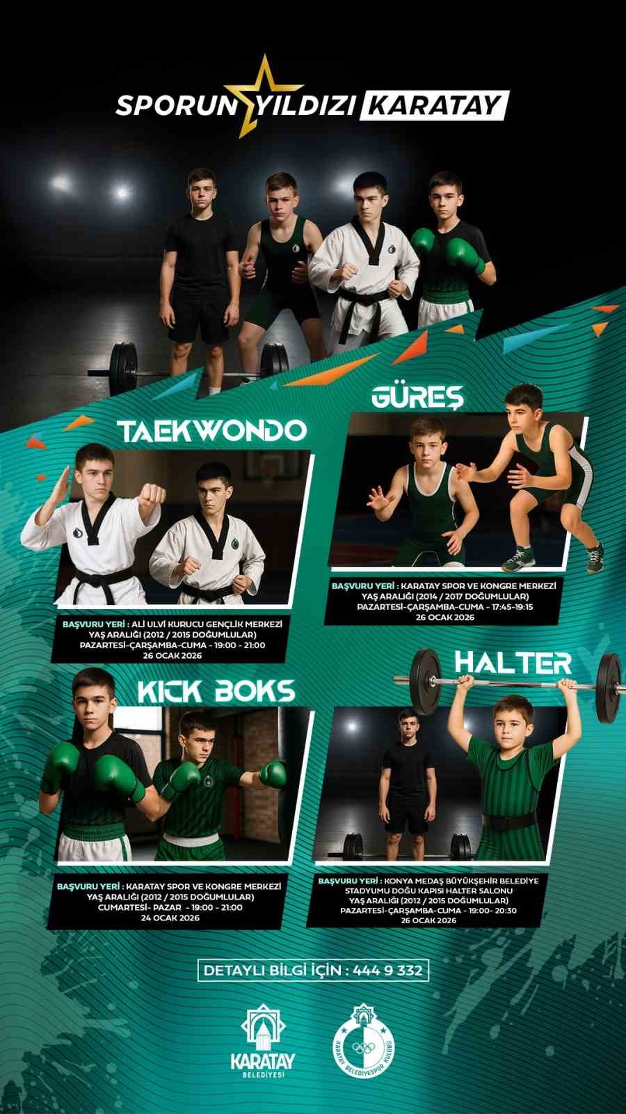 Karatay Belediyespor Kulübü altyapısı için seçmeler başlıyor