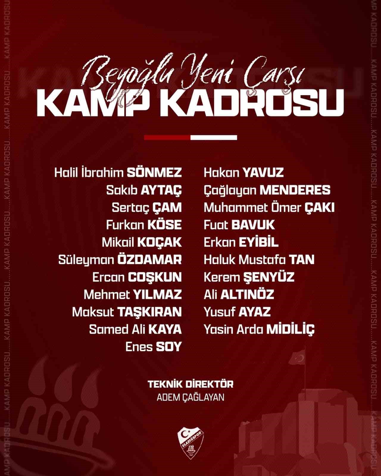 Elazığspor 21 futbolcuyla İstanbul’a gidiyor