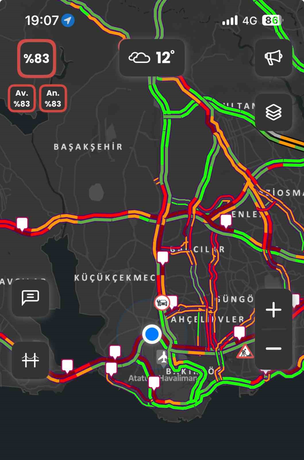 İstanbul&rsquo;da trafik yoğunluğu y&uuml;zde 83&rsquo;e ulaştı
