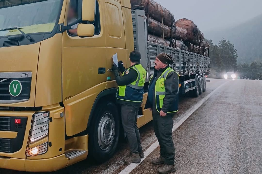 Yüklü araçlar tek tek kontrol edildi