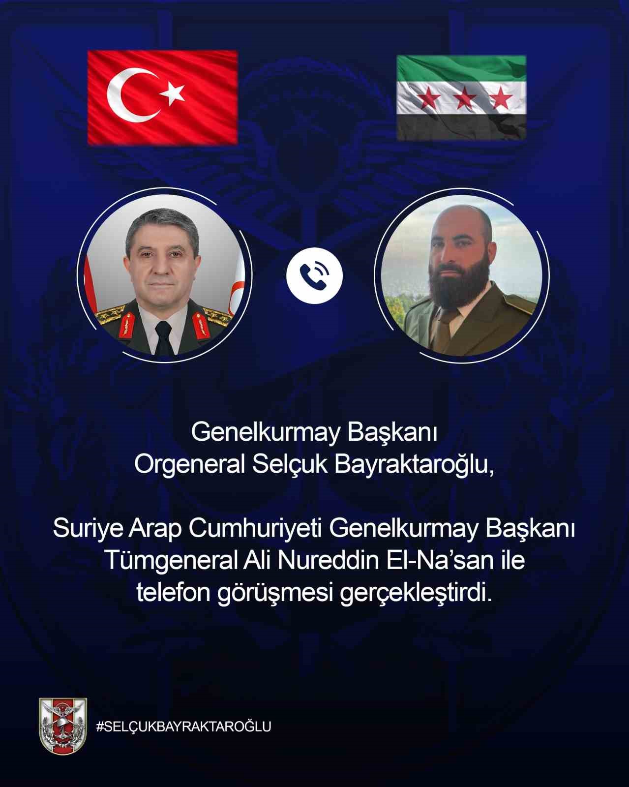 Genelkurmay Başkanı Bayraktaroğlu, Suriyeli mevkidaşı El-Nas ile görüştü