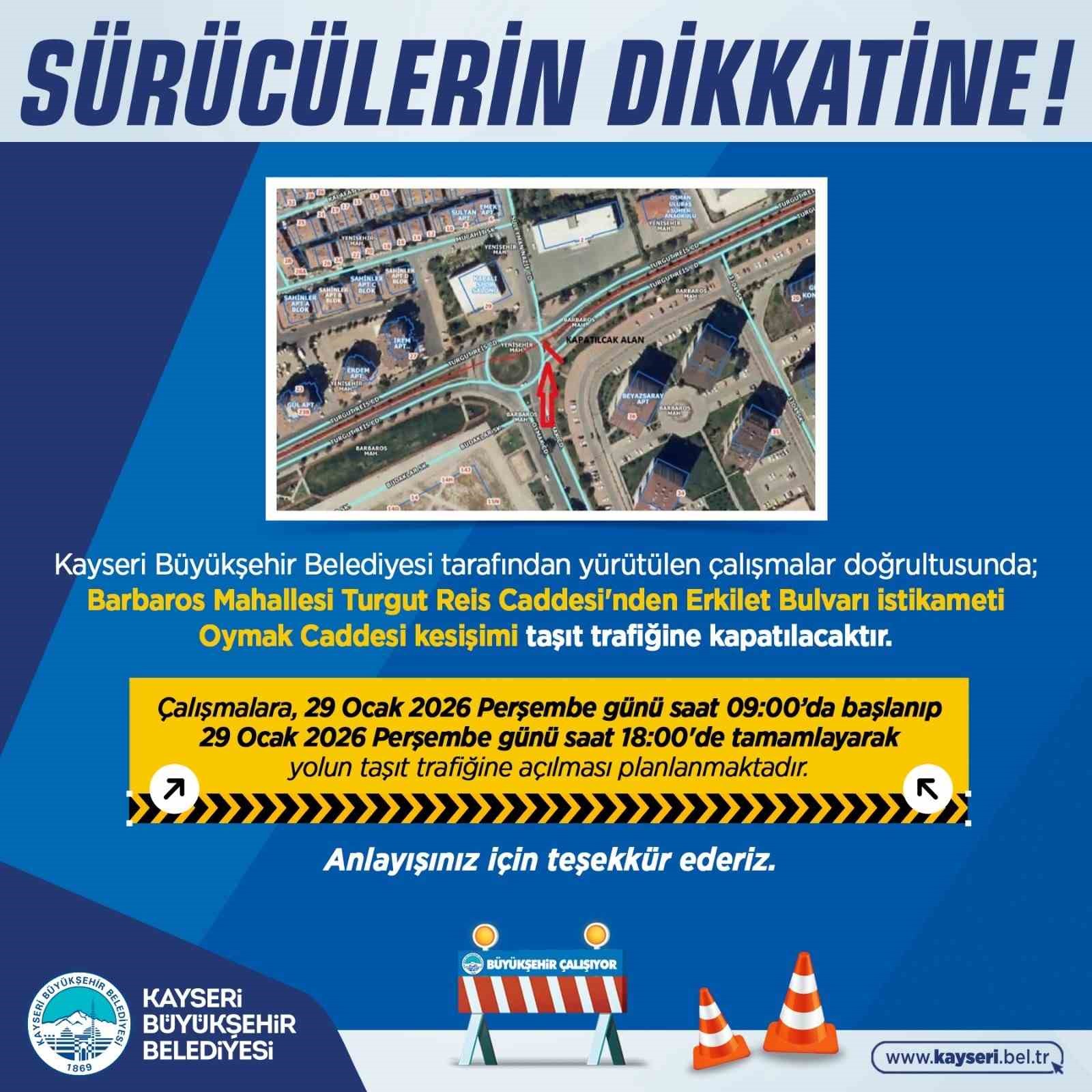 Büyükşehirden sürücülere ‘yol çalışması’ uyarısı