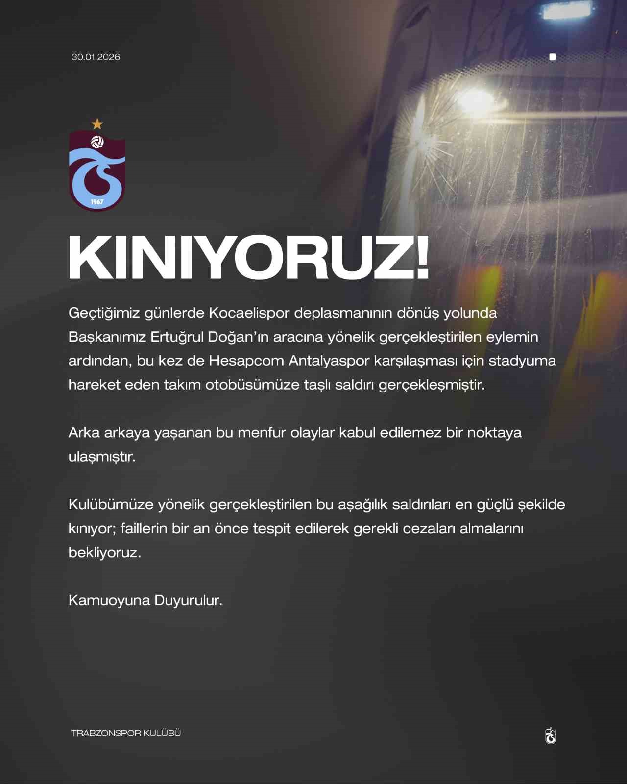 Trabzonspor’dan kınama