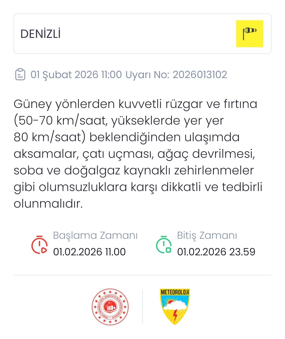 Meteoroloji’den Denizli için fırtına uyarısı