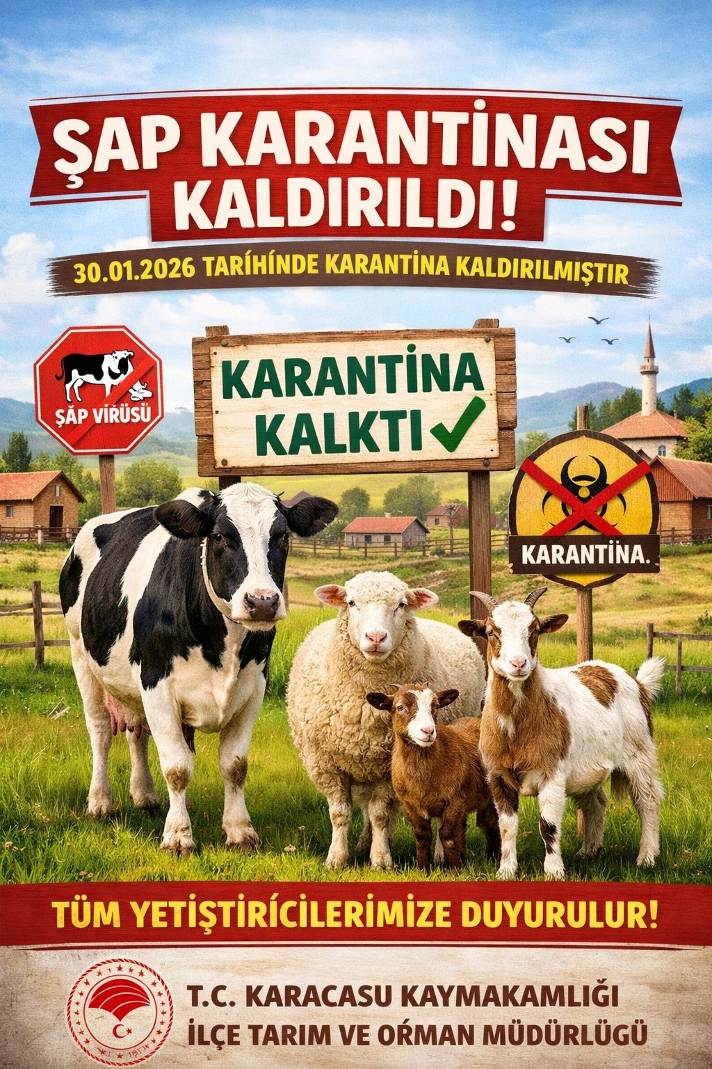 Karacasu&rsquo;da şap hastalığına y&ouml;nelik karantina kaldırıldı
