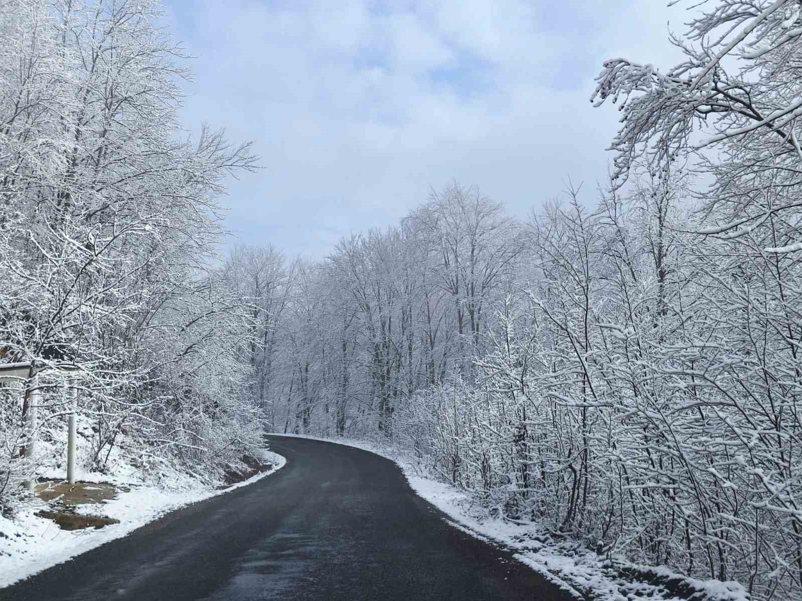 Ordu’nun yüksek kesimlerinde kar manzarası