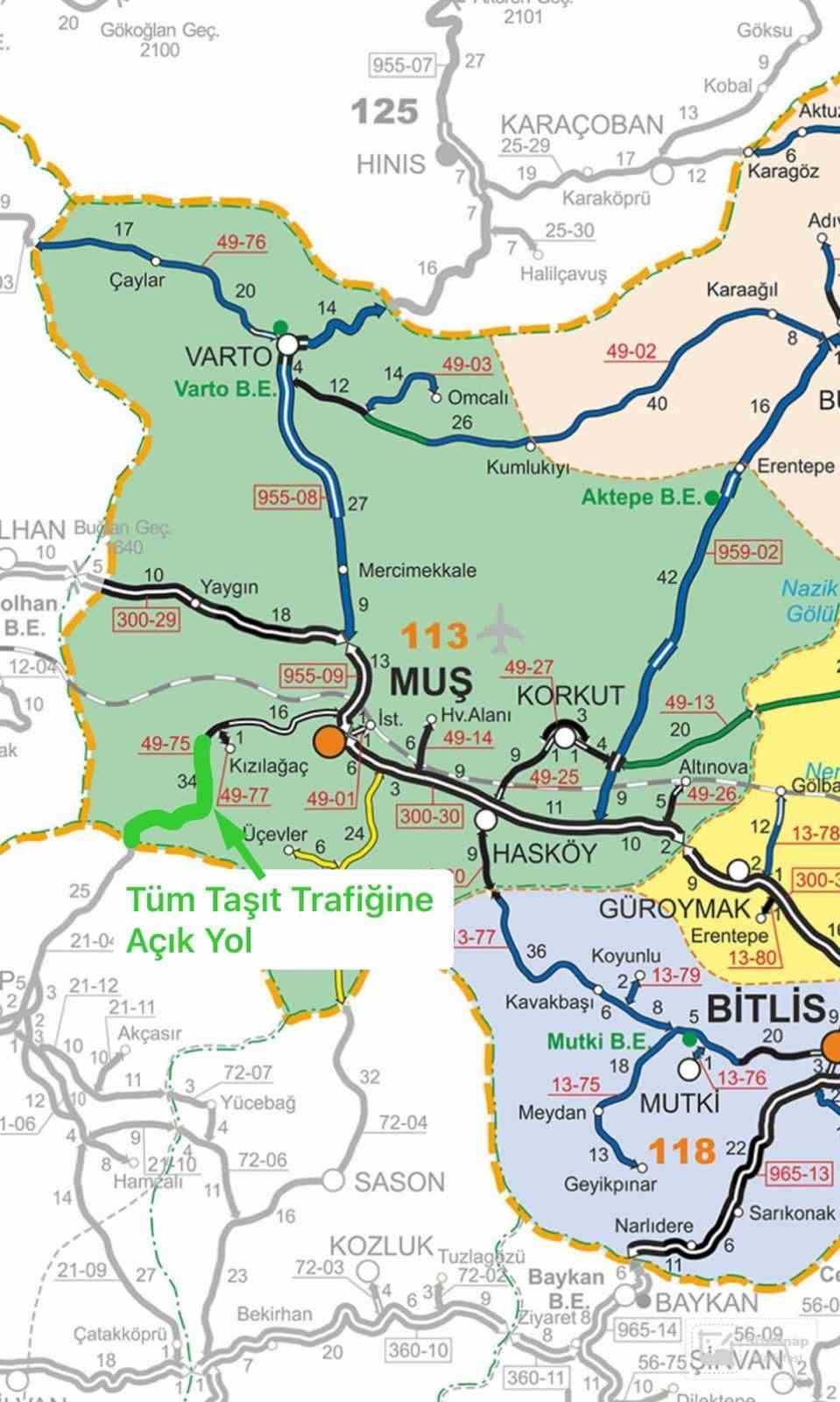 Muş-Kulp karayolu yeniden ulaşıma a&ccedil;ıldı
