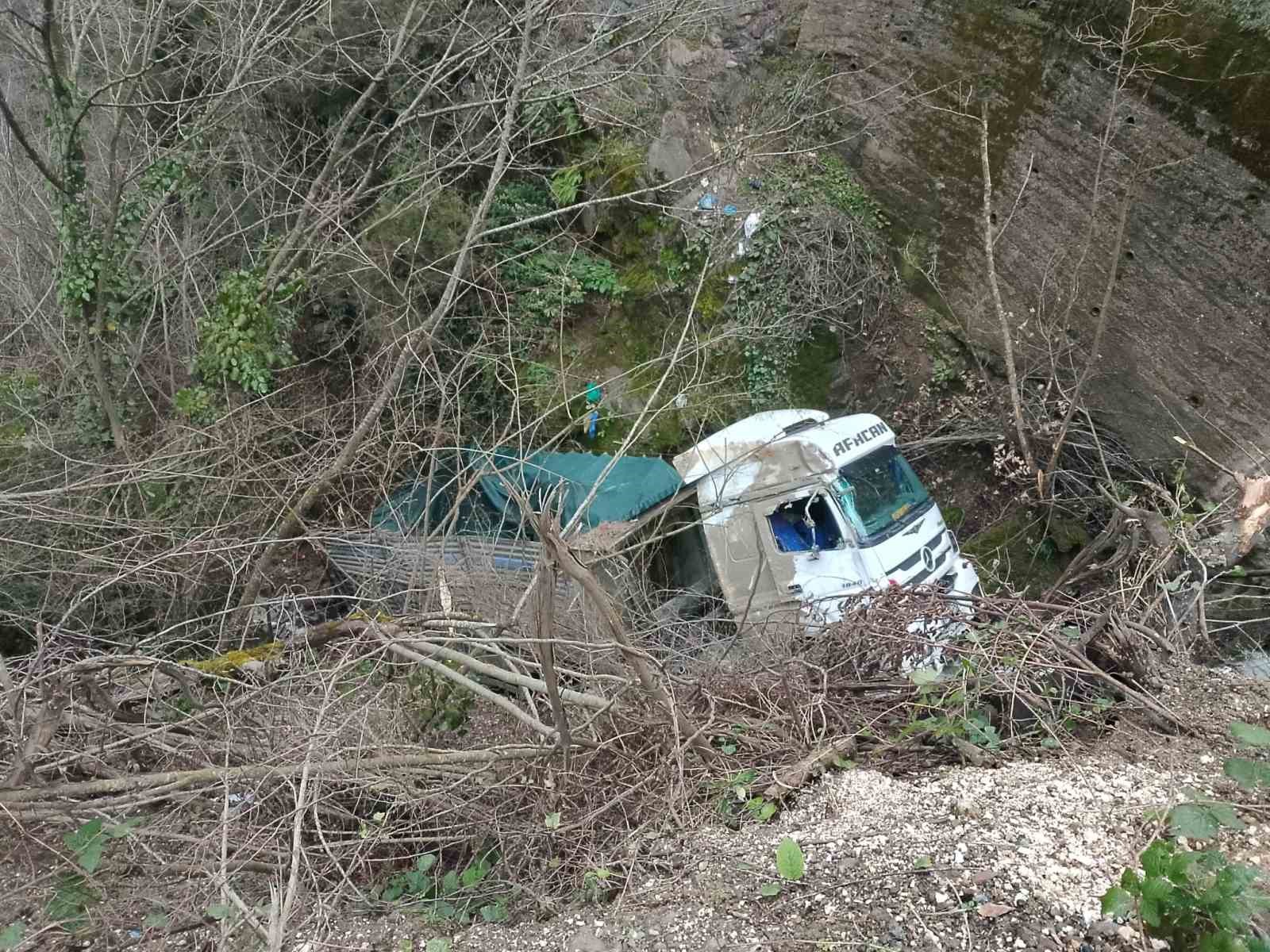 Alaplı&rsquo;da kamyon şarampole u&ccedil;tu
