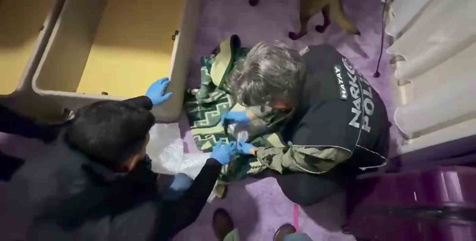 Battaniyeye zulalanan uyuşturucuyu narkotik köpeği buldu