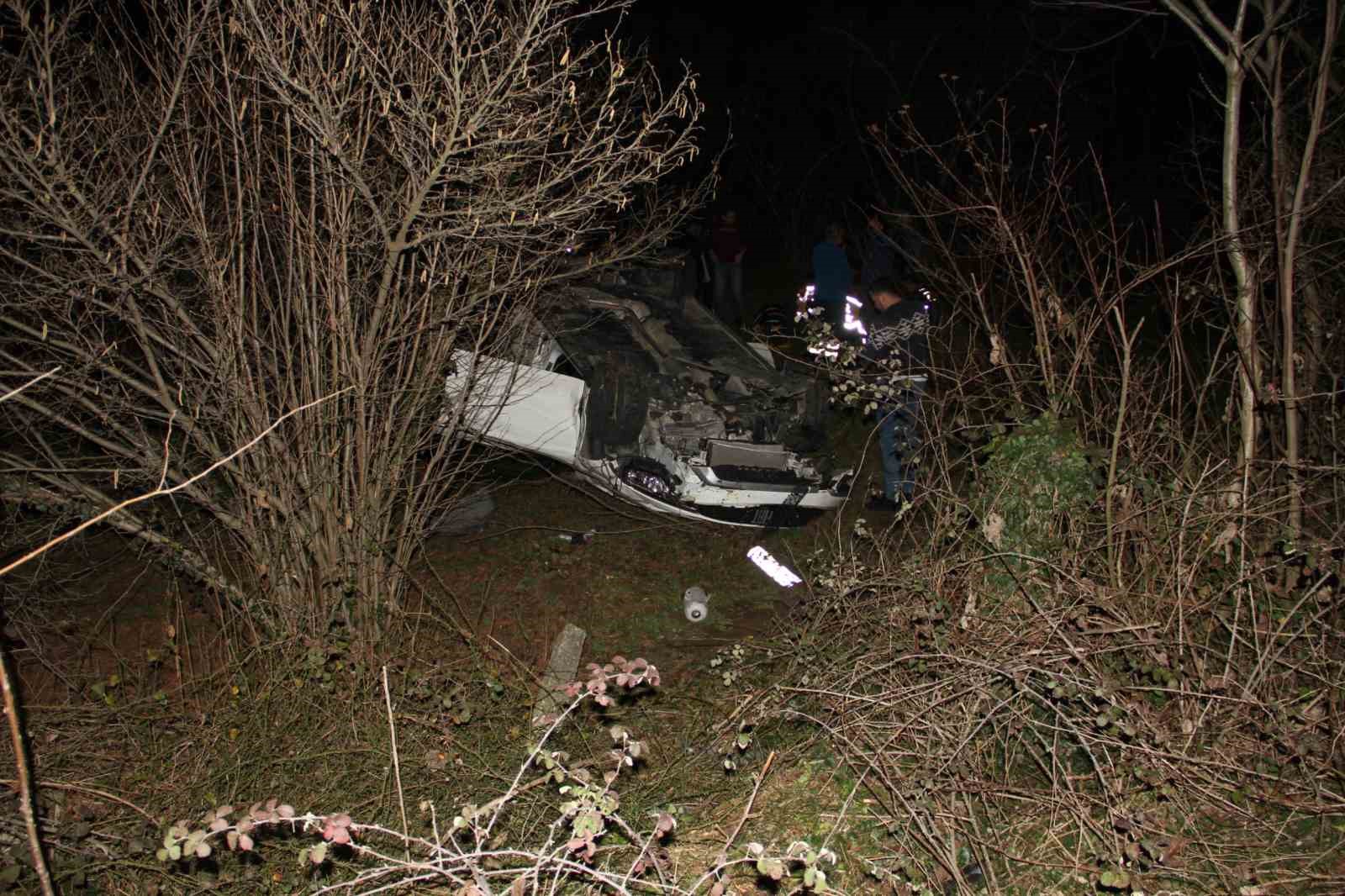 Otomobil fındık bah&ccedil;esine u&ccedil;tu: 2 yaralı
