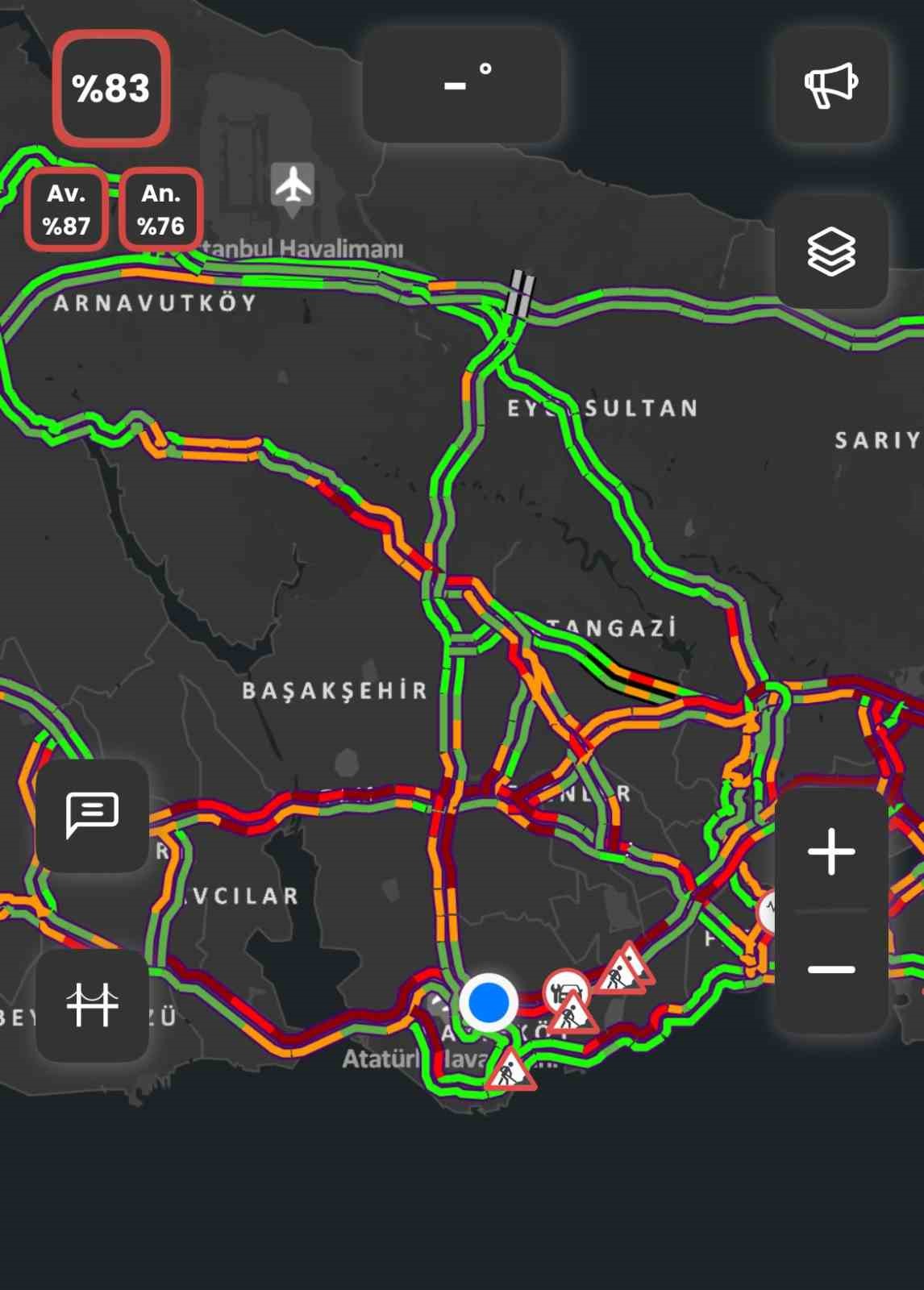 İstanbul&rsquo;da  trafik yoğunluğu y&uuml;zde 83&rsquo;e ulaştı
