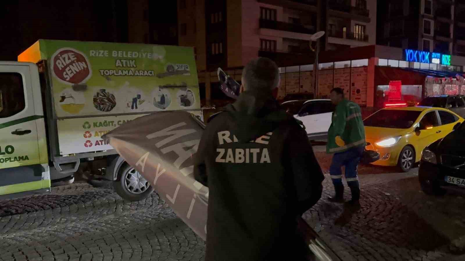 Rize&rsquo;de kaldırım işgallerine y&ouml;nelik reklam operasyonu
