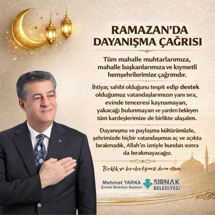 Başkan Yarka&rsquo;dan Ramazan ayında birlik &ccedil;ağrısı
