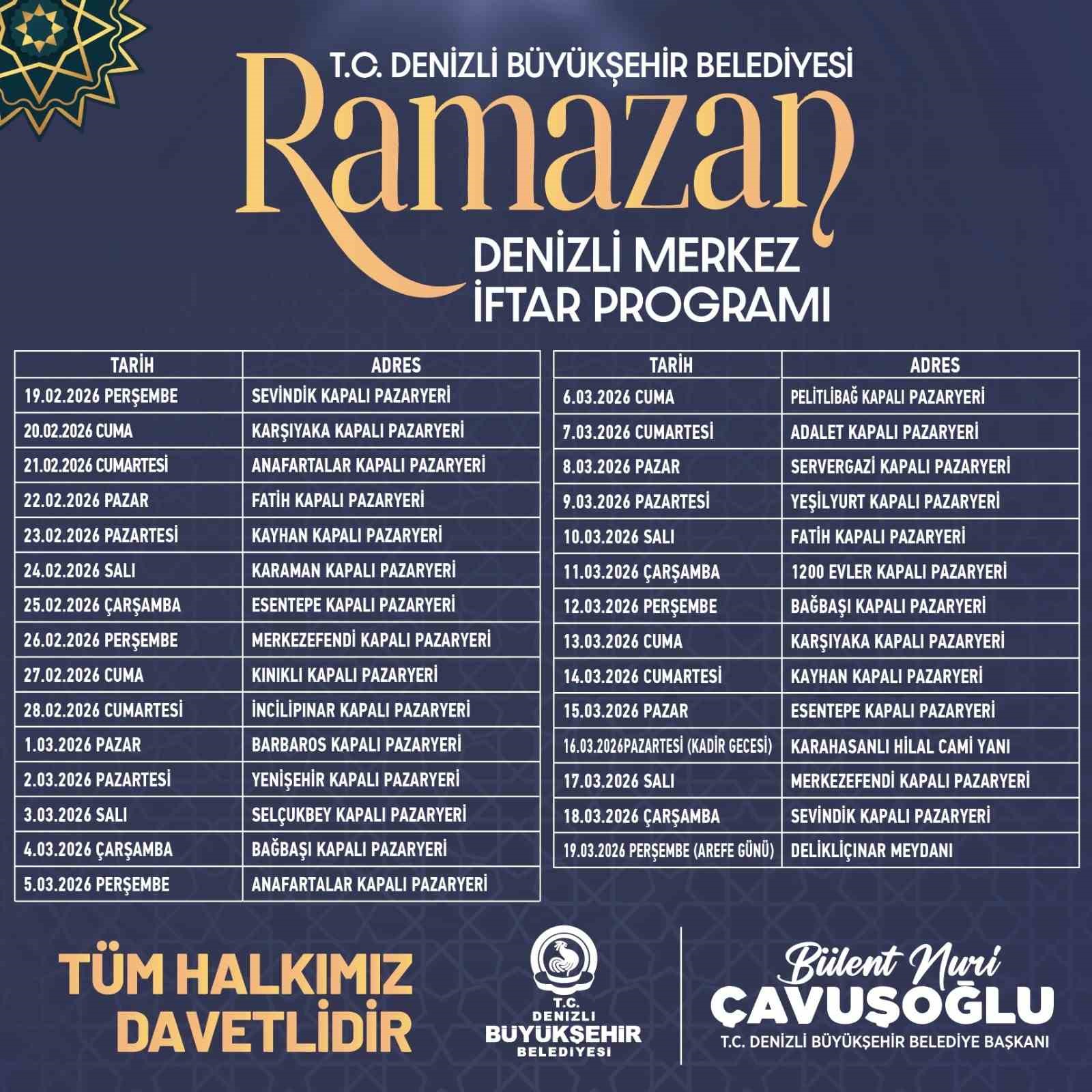 Denizli B&uuml;y&uuml;kşehir 57 ayrı noktada iftar sofrası kuracak
